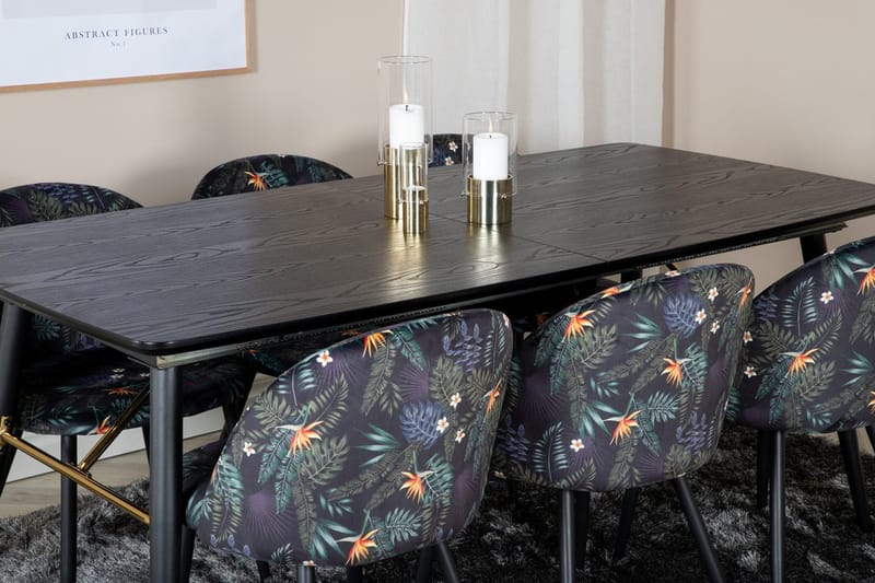 Rektangulär matgrupp Venture Home Svart Svart 6st - Møbler - Bord - Spisegrupper