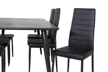 Rektangulär matgrupp Venture Home Svart Svart 6st - Møbler - Bord - Spisegrupper