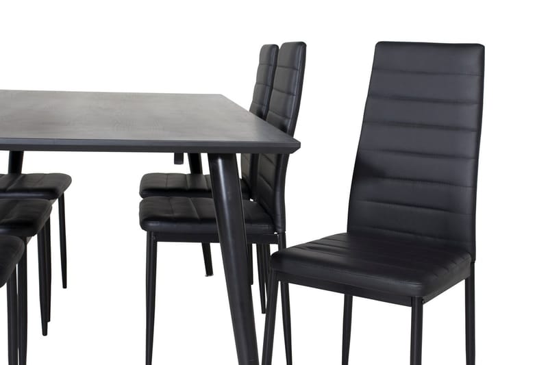 Rektangulär matgrupp Venture Home Svart Svart 6st - Møbler - Bord - Spisegrupper