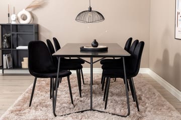 Rektangulär matgrupp Venture Home Svart Svart 6st - Møbler - Bord - Spisegrupper