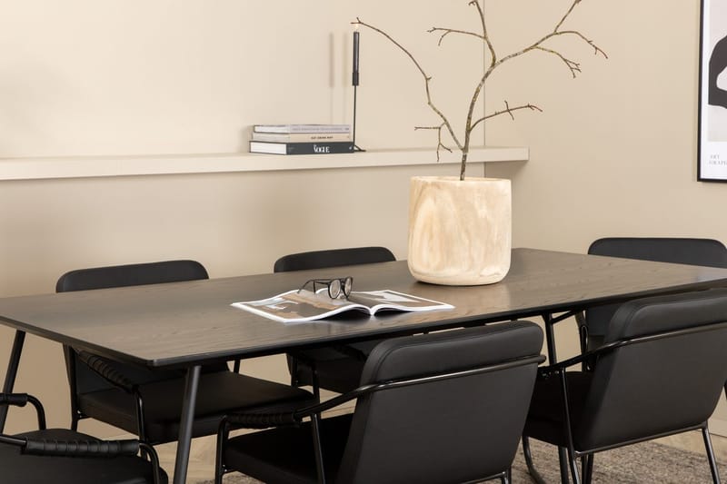 Rektangulär matgrupp Venture Home Svart Svart 6st - Møbler - Bord - Spisegrupper