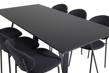 Rektangulär matgrupp Venture Home Svart Svart 6st - Møbler - Bord - Spisegrupper