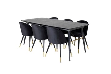 Rektangulär matgrupp Venture Home Svart Svart 6st - Møbler - Bord - Spisegrupper