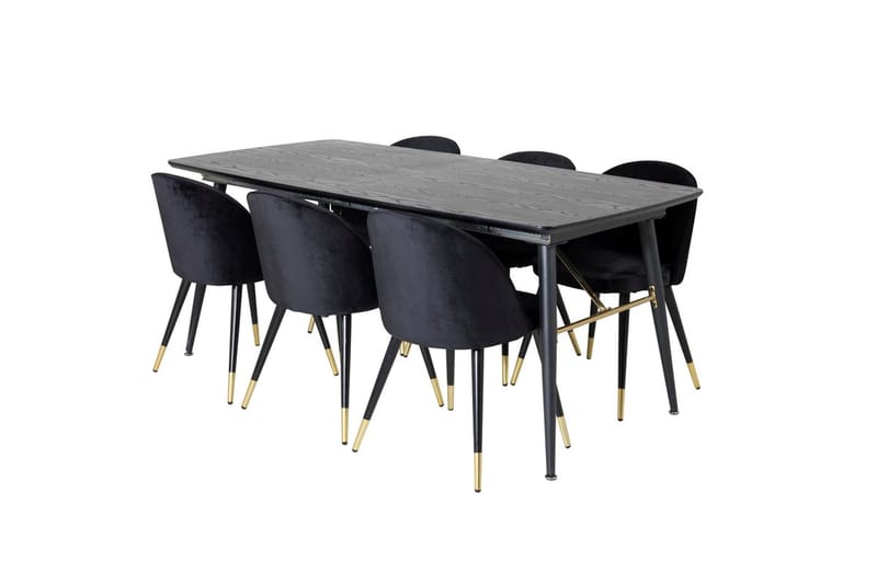 Rektangulär matgrupp Venture Home Svart Svart 6st - Møbler - Bord - Spisegrupper