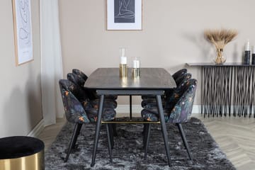 Rektangulär matgrupp Venture Home Svart Svart 6st - Møbler - Bord - Spisegrupper