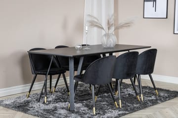 Rektangulär matgrupp Venture Home Svart Svart 6st - Møbler - Bord - Spisegrupper