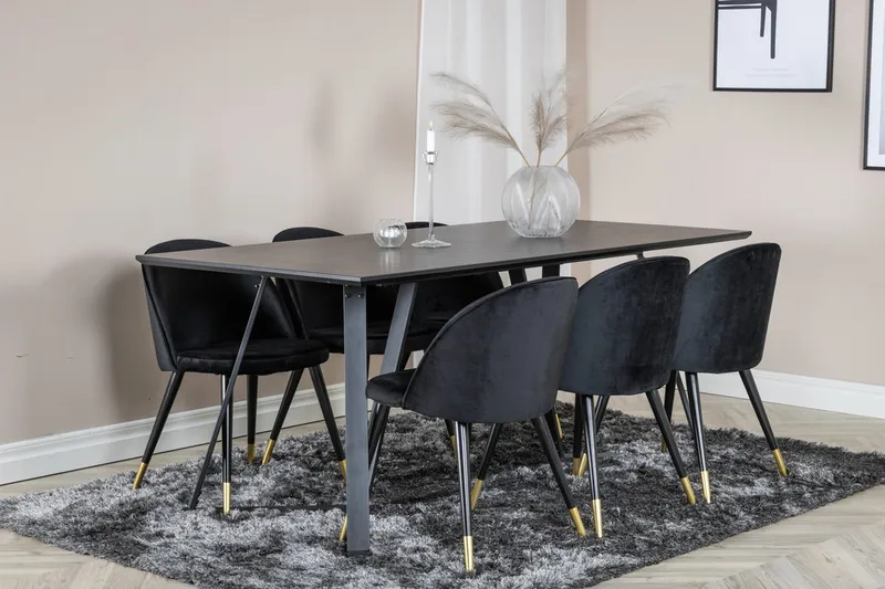 Rektangulär matgrupp Venture Home Svart Svart 6st