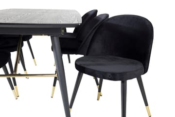 Rektangulär matgrupp Venture Home Svart Svart 6st - Møbler - Bord - Spisegrupper