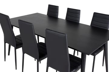 Rektangulär matgrupp Venture Home Svart Svart 6st - Møbler - Bord - Spisegrupper
