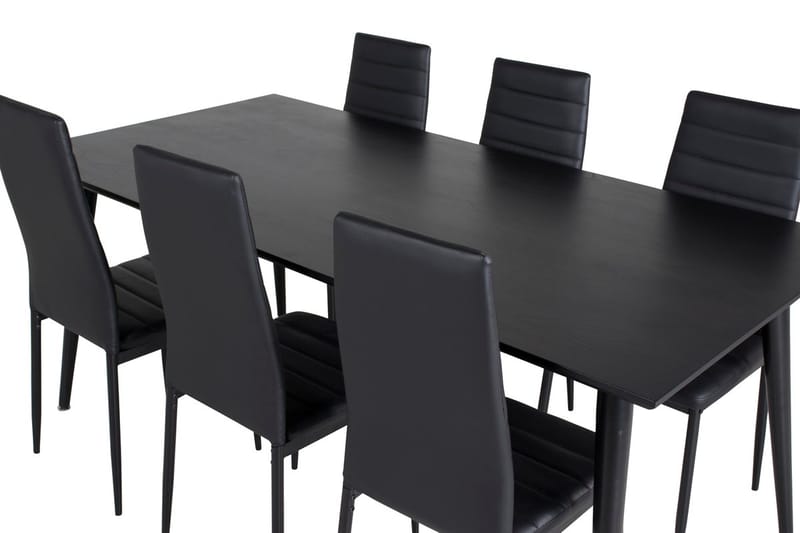 Rektangulär matgrupp Venture Home Svart Svart 6st - Møbler - Bord - Spisegrupper