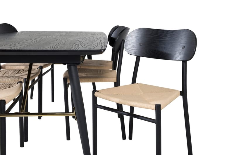 Rektangulär matgrupp Venture Home Svart Svart 6st - Møbler - Bord - Spisegrupper