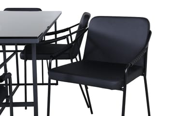 Rektangulär matgrupp Venture Home Svart Svart 6st - Møbler - Bord - Spisegrupper