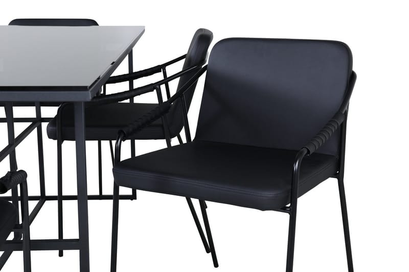 Rektangulär matgrupp Venture Home Svart Svart 6st - Møbler - Bord - Spisegrupper