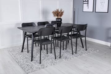 Rektangulär matgrupp Venture Home Svart Svart 6st - Møbler - Bord - Spisegrupper