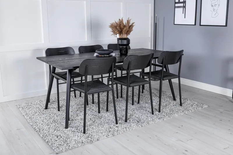 Rektangulär matgrupp Venture Home Svart Svart 6st