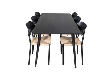 Rektangulär matgrupp Venture Home Svart Svart 6st - Møbler - Bord - Spisegrupper