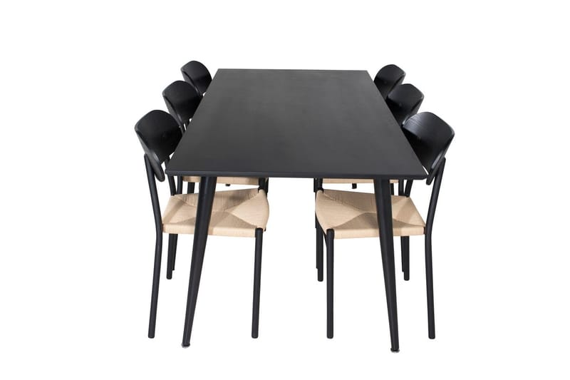 Rektangulär matgrupp Venture Home Svart Svart 6st - Møbler - Bord - Spisegrupper