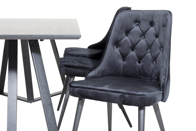 Rektangulär matgrupp Venture Home Svart Svart 6st - Møbler - Bord - Spisegrupper