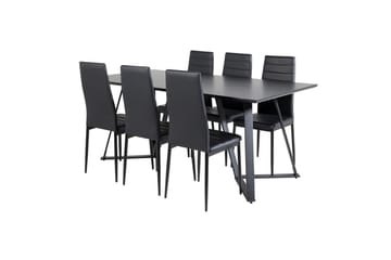 Rektangulär matgrupp Venture Home Svart Svart 6st - Møbler - Bord - Spisegrupper