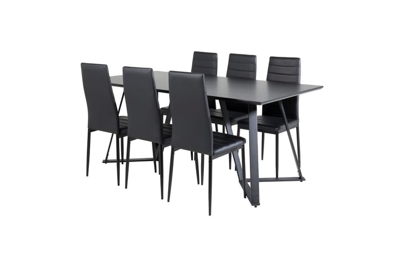Rektangulär matgrupp Venture Home Svart Svart 6st - Møbler - Bord - Spisegrupper
