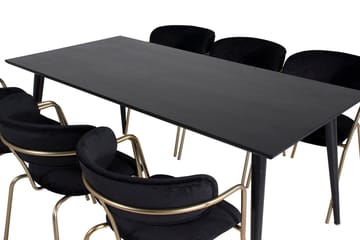 Rektangulär matgrupp Venture Home Svart Svart Mässing - Møbler - Bord - Spisegrupper