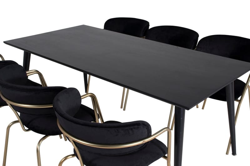 Rektangulär matgrupp Venture Home Svart Svart Mässing - Møbler - Bord - Spisegrupper