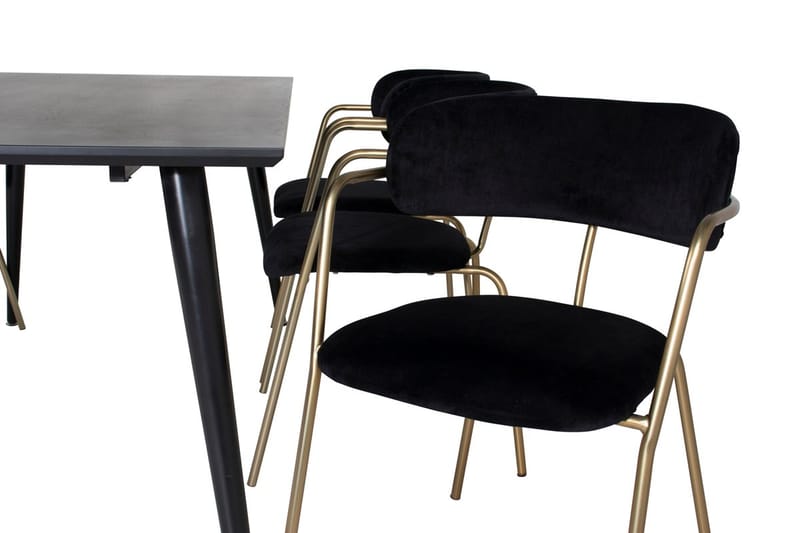 Rektangulär matgrupp Venture Home Svart Svart Mässing - Møbler - Bord - Spisegrupper