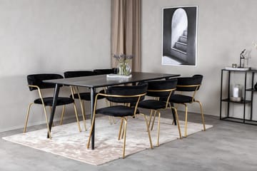 Rektangulär matgrupp Venture Home Svart Svart Mässing - Møbler - Bord - Spisegrupper