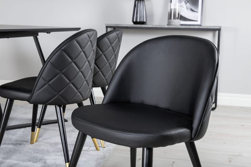 Rektangulär matgrupp Venture Home Svart Svart - Møbler - Bord - Spisegrupper