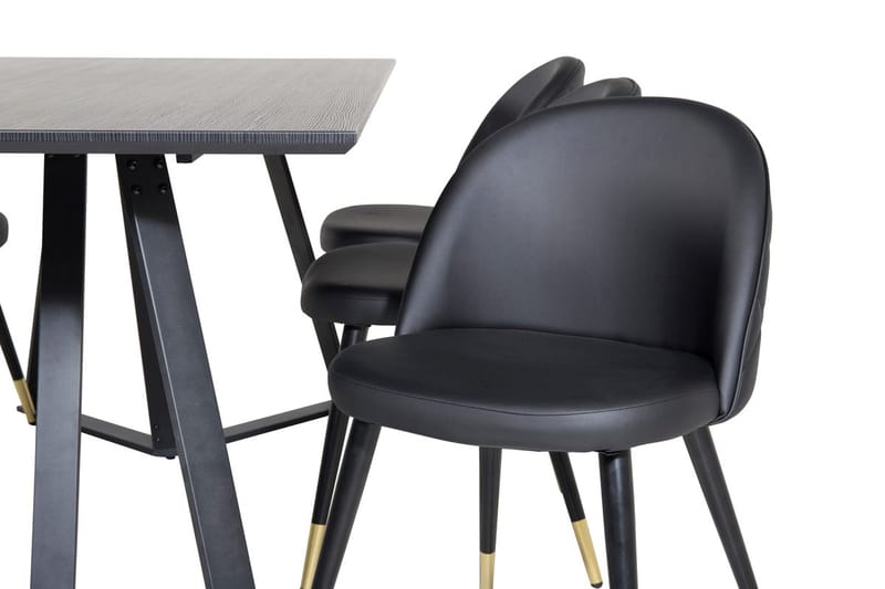 Rektangulär matgrupp Venture Home Svart Svart - Møbler - Bord - Spisegrupper