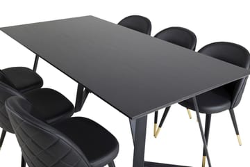 Rektangulär matgrupp Venture Home Svart Svart - Møbler - Bord - Spisegrupper