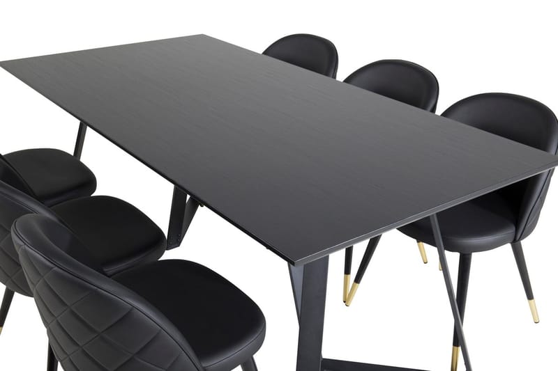 Rektangulär matgrupp Venture Home Svart Svart - Møbler - Bord - Spisegrupper