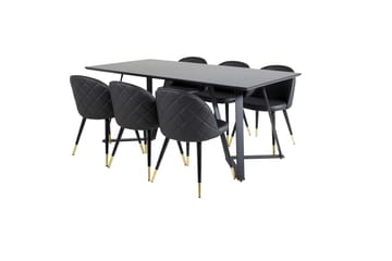 Rektangulär matgrupp Venture Home Svart Svart - Møbler - Bord - Spisegrupper