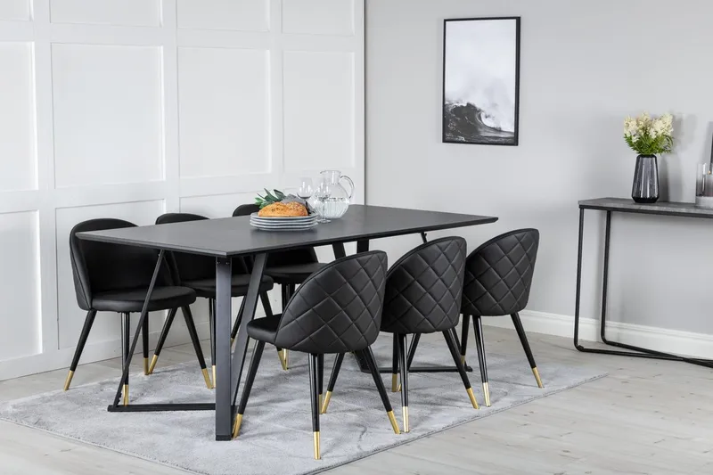 Rektangulär matgrupp Venture Home Svart Svart