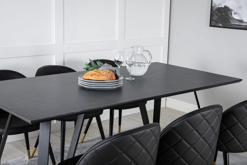 Rektangulär matgrupp Venture Home Svart Svart - Møbler - Bord - Spisegrupper