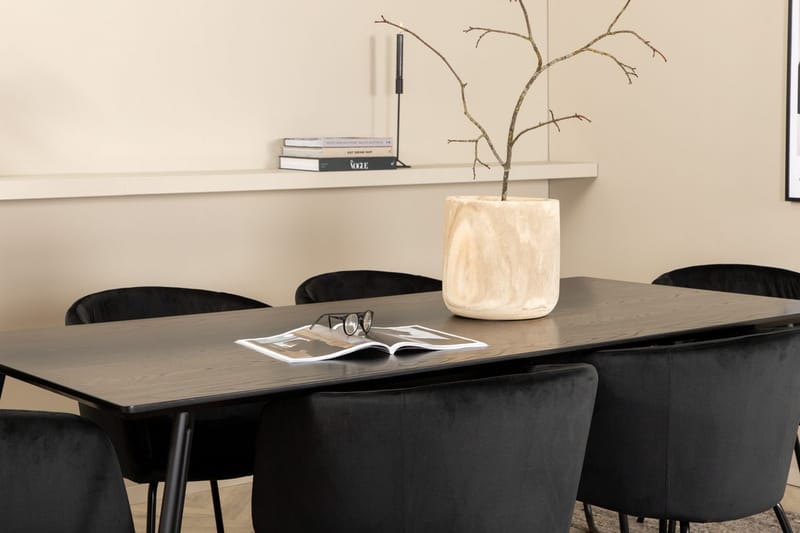 Rektangulär matgrupp Venture Home Svart Svart - Møbler - Bord - Spisegrupper