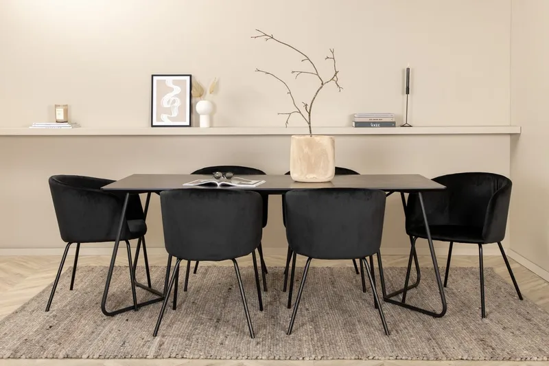 Rektangulär matgrupp Venture Home Svart Svart