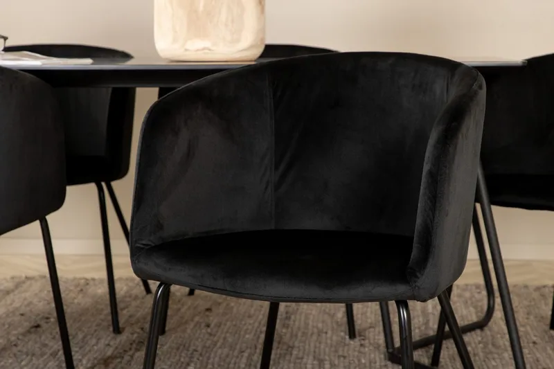 Rektangulär matgrupp Venture Home Svart Svart - Møbler - Bord - Spisegrupper