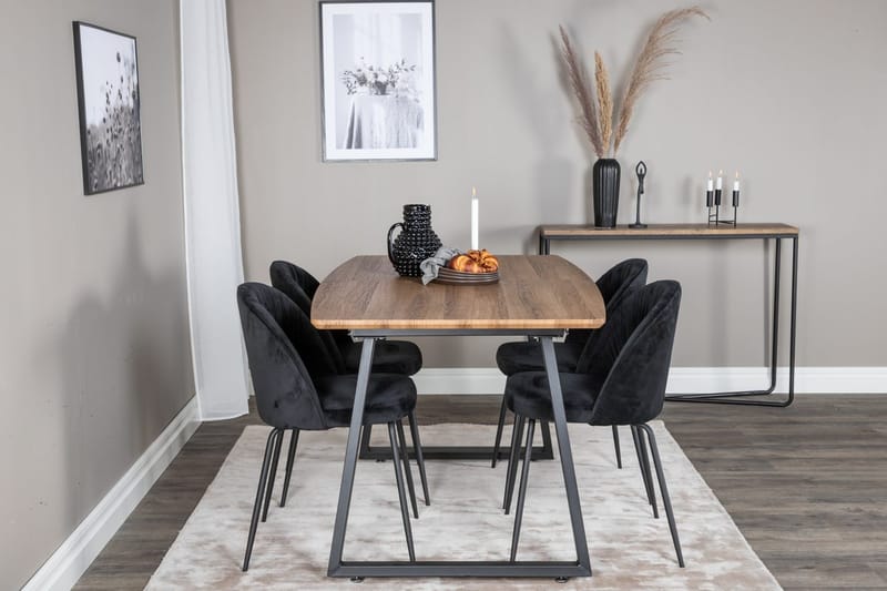 Rektangulär matgrupp Venture Home Svart Valnöt 4st - Møbler - Bord - Spisegrupper