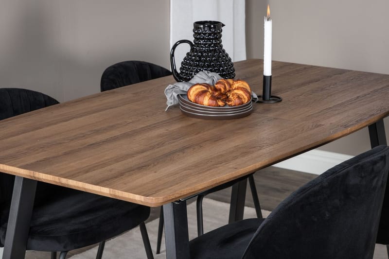 Rektangulär matgrupp Venture Home Svart Valnöt 4st - Møbler - Bord - Spisegrupper