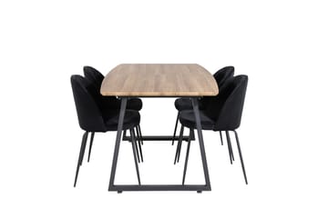 Rektangulär matgrupp Venture Home Svart Valnöt 4st - Møbler - Bord - Spisegrupper