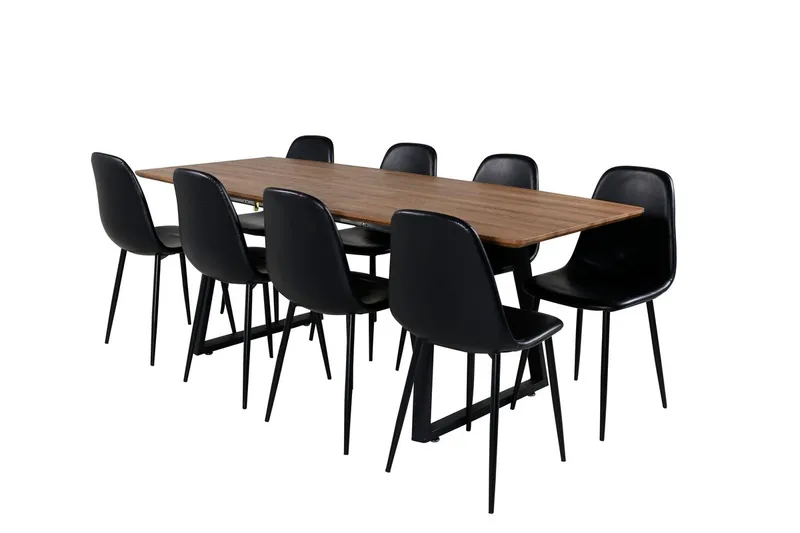 Rektangulär matgrupp Venture Home Svart Valnöt 8st - Møbler - Bord - Spisegrupper
