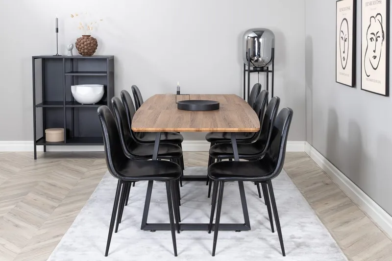 Rektangulär matgrupp Venture Home Svart Valnöt 8st - Møbler - Bord - Spisegrupper