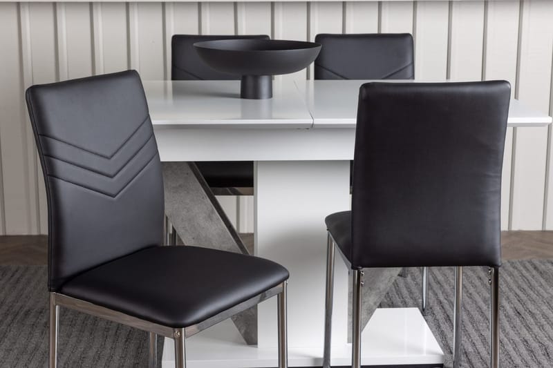 Rektangulär matgrupp Venture Home Svart Vit 4st - Møbler - Bord - Spisegrupper