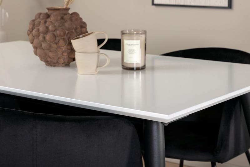 Rektangulär matgrupp Venture Home Svart Vit 4st - Møbler - Bord - Spisegrupper