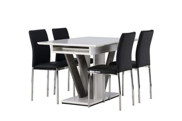 Rektangulär matgrupp Venture Home Svart Vit 4st - Møbler - Bord - Spisegrupper