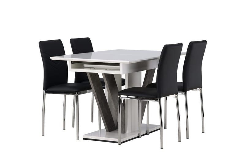 Rektangulär matgrupp Venture Home Svart Vit 4st - Møbler - Bord - Spisegrupper