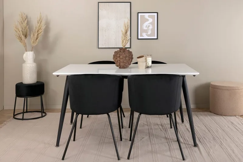 Rektangulär matgrupp Venture Home Svart Vit 4st