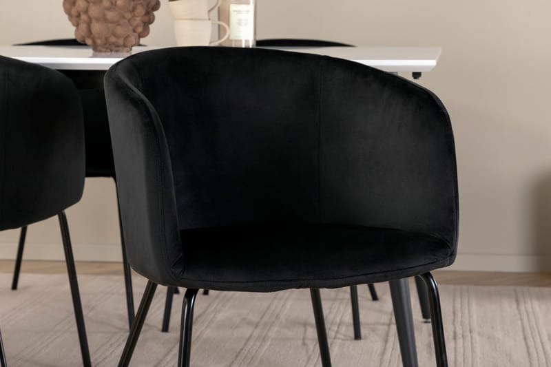Rektangulär matgrupp Venture Home Svart Vit 4st - Møbler - Bord - Spisegrupper