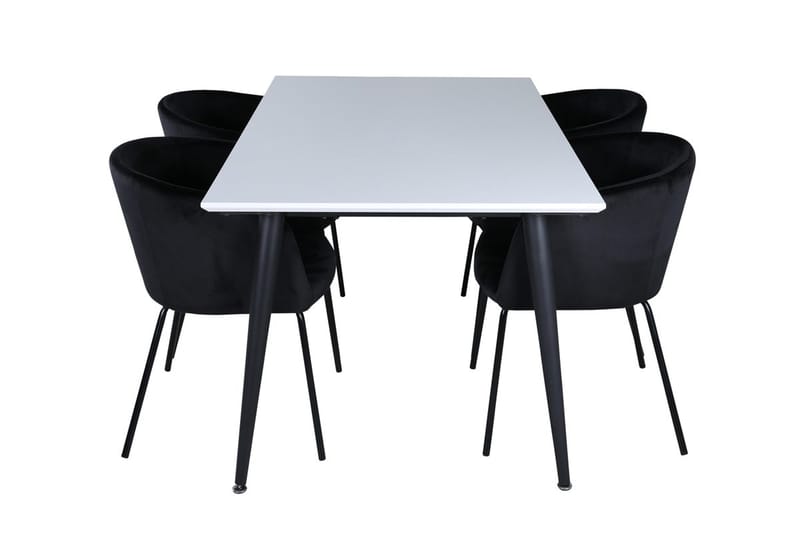 Rektangulär matgrupp Venture Home Svart Vit 4st - Møbler - Bord - Spisegrupper